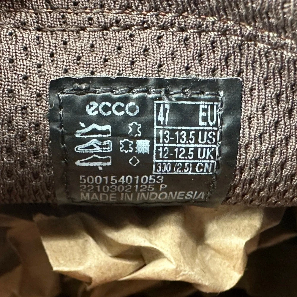 ECCO Loafers Mens 13-13.5 Brown Leather Slip On Bicycle Toe Dress Shoes